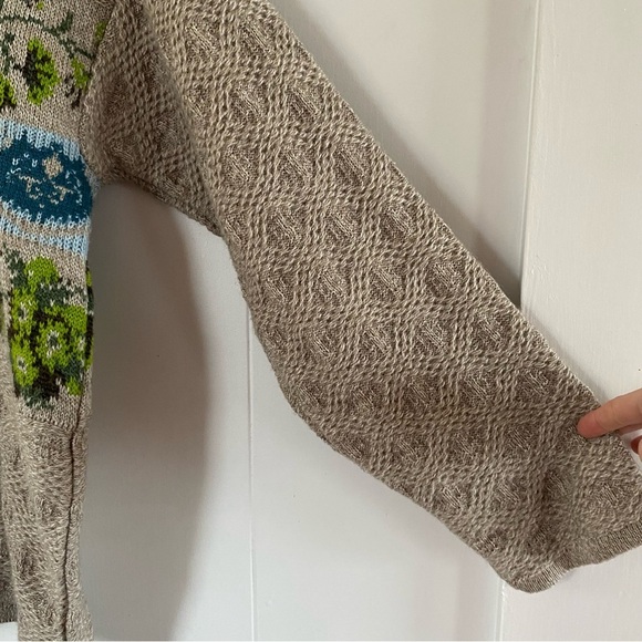 Oilily Italy Vintage Wool Alpaca Blend Sweater Turtleneck Floral Leaves Art Rare - Picture 5 of 12